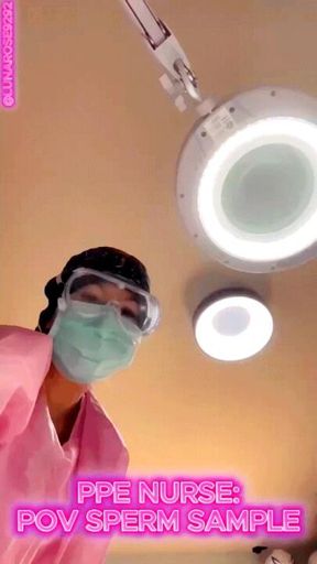 3 min POV Nurse Luna wearing FULL PPPE collects a sperm sample