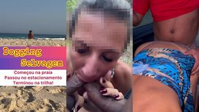 dogging selvagem em varios lugares diferentes: praia, estacionamento, trilha e carro