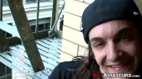 Punk rock amateur Kade solo jerking off and stuffing dildo