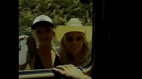 Two hitch hicking blonde honeys Katie Gold and Shay Sweet share stud'_s cock in the back of his van