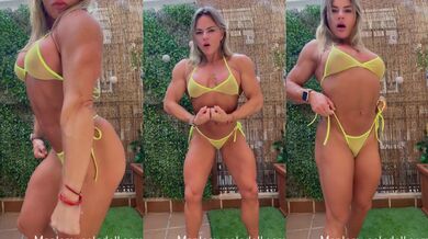 Muscle mommy flexes her big biceps and shakes her big ass