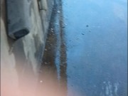 Exhibitionist wife at the carwash pov hubby films