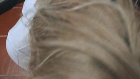 Preview - Blonde MILF dressed in white throatpie with sunglasses POV