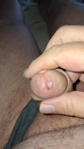 Close-up squirt glans