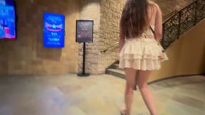 Wife walking upstairs flashing butt plug