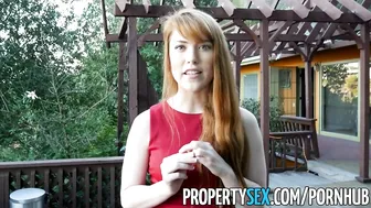 Fiery Redhead Real Estate Agent Services Clients With Deep Throat and Rough Doggystyle