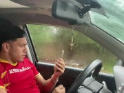 Jerking off my 8-inch cock in the car