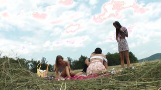 NO LINGERIE ALERT: Long Titted Long Booty College Girls play Twister and Sunbathing inside Lingerie and T-shirt