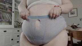 My fat belly tore my underwear! FULLY NUDE