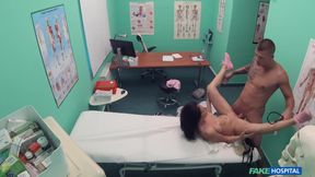 A nymph with big tits gets vaginally fucked by a horny doctor