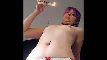 pouring hot wax onto my pointy nipples