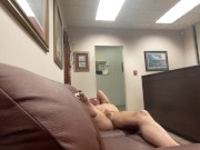 Valentines edging and jackoff in receptionists area at work. Big cum load. Feet.