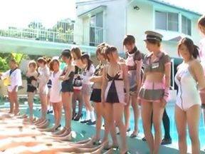 Pretty Asian girls are at the country club dressed
