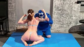Rosie Dominates Rider with headscissors and foot and muscle worship forfeit