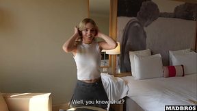 Innocent French blonde babysitter gets double fucked hard