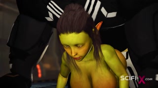 Crazy anal alien sex with a huge cock in the spacecraft