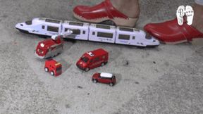 Toy Cars under wooden Clogs 3