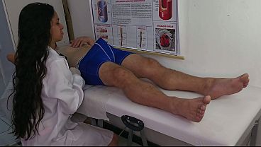 Nurse gets a hand job from a patient with an erection