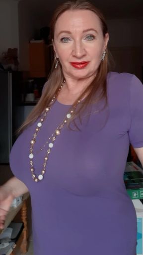 Busty granny teasing
