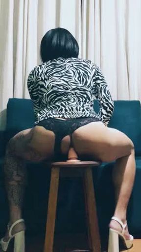 Crossdresser sissygasm anal dildo 02