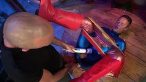Boy in superman costume experiences erotic anal moments on camera