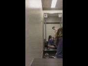 Nerdy Quiet Girl Behind Counter Sucks & Fucks a Customer for a Creampie