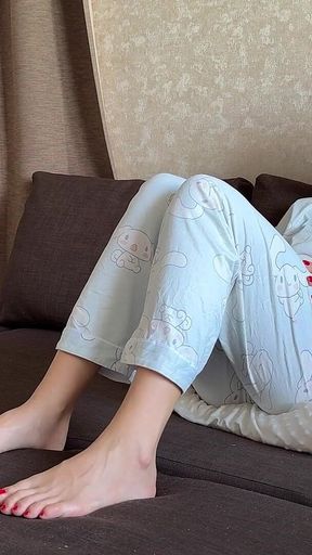 Farting in Pajamas on a Pillow While Sitting on the Couch