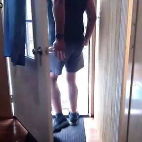 Real gaydaddy throats gloryhole dick in private home video