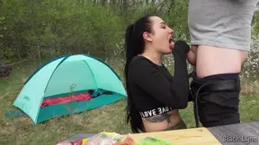 BTS: Camping Blowjob and Cum Swallow