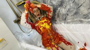 Ski suit in paint and ripping it! Smoking!