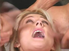 DP blond bitch dick reamed in both holes
