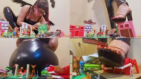 Crushing tiny town with heels