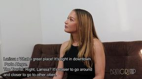 the tourist matches with the sexy larissa leite and covers her in cum