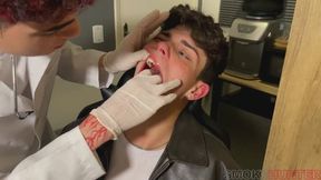 Latex Gloves Over Mouth: Cute Patient Restrained & Edged By A Crazy Doctor