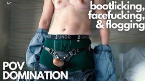 POV Domination: Domme Flogs You and Makes you Lick Her Boots and Suck Her Strap - 1080p