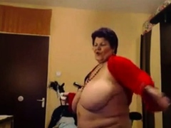 Big-Titted BBW Granny Dances on Webcam