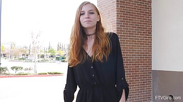 Eva is a sweet, red haired teen who does not mind showing her pussy in public places