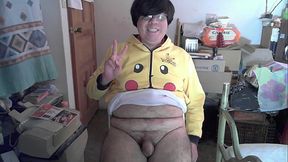 Horny otaku emo shows his tiny penis