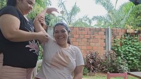 Intense tickling in a game of twins