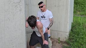 Bareback Fuck Marathon with My Gay Bitch - 6 Loads of Cum Deep in His Ass, Part 5 - Hot Outdoor Fuck Under the Highway Bridge