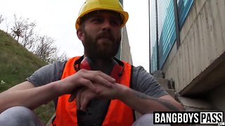Bearded prick sucker orally services a colossal one for cash