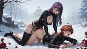 Snowy Rose &amp; Cum-splattered Surrender: MILF's Dildo Feast in Winter