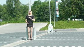 Crossdresser in short Dress outside