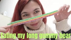 Eating my long gummy bears