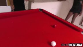 Girlfriend Enjoys Threesome on Pool Table with Double Penetration Fun