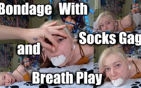 Weak Hogtied Girl Gagged with Dirty Socks