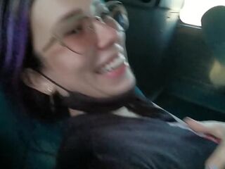 Blowjob and fucking with creampie in public service bus - BlakeProductions