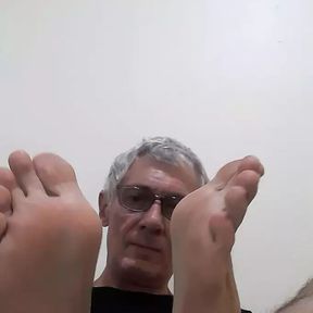 big  toes feet foot show who licking  well