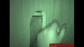 Nasty mature dude Bob sucks a cock in glory hole scene
