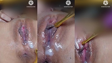 Clitoral rotor after creampie is the best👍